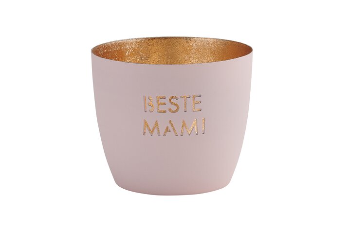 Madras Windlicht "Beste Mami"  rosa / gold