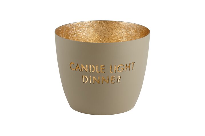 Madras Windlicht "Candle light dinner" sandstone / gold