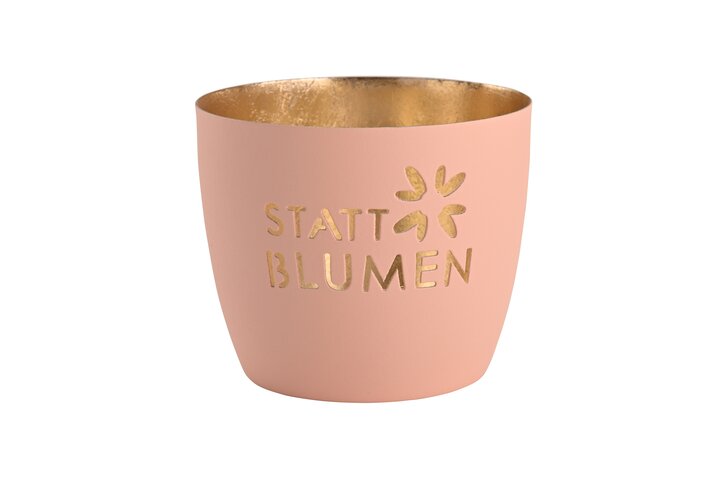 Madras Windlicht M Statt Blumen pastellrosa / gold