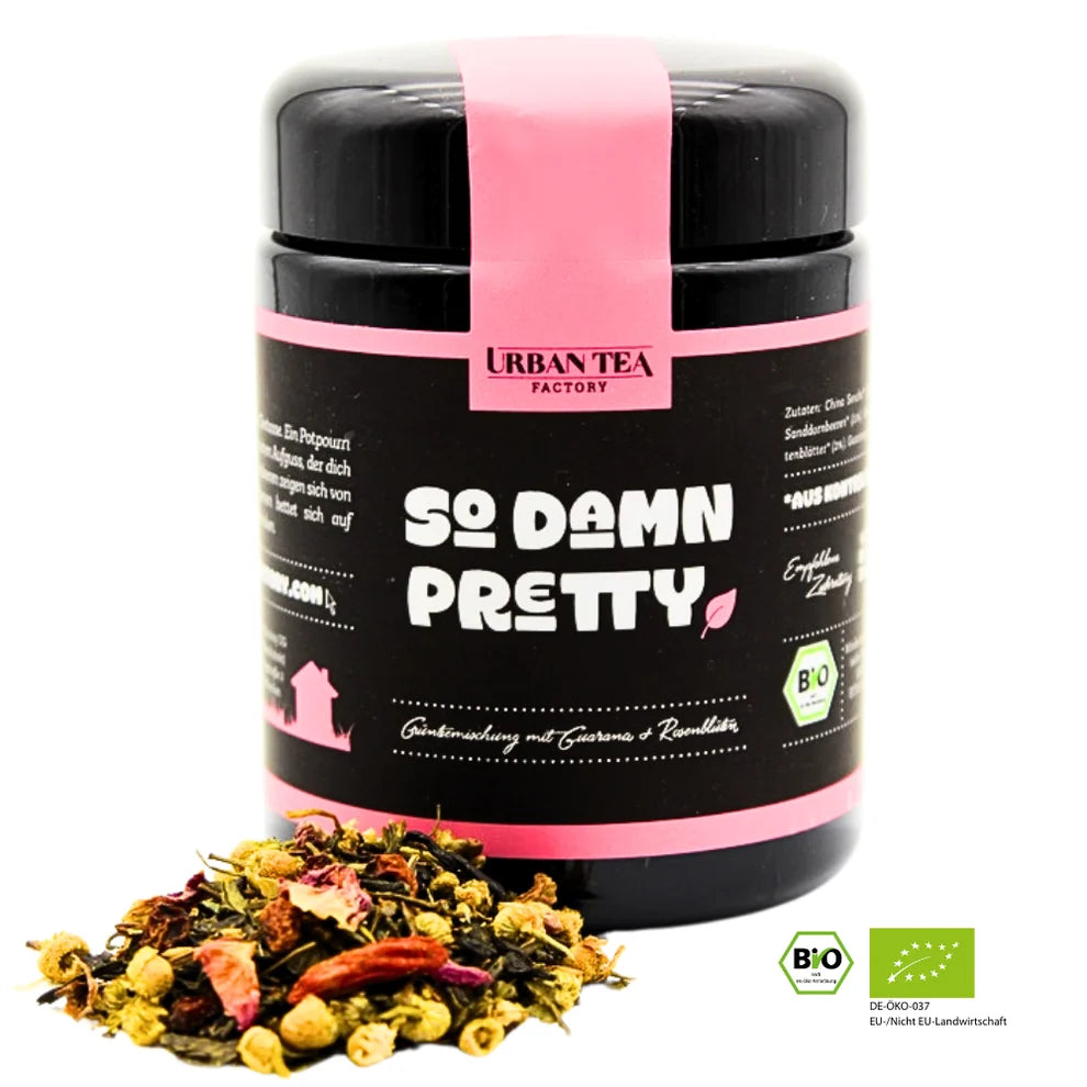 Urban Tea Factory SO DAMN PRETTY – Bio Grünteemischung mit Guarana & Rosenblüten