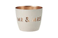 Madras Windlicht "Mr & Mrs"  weiß / gold