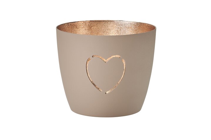 Madras Windlicht "Herz" sandstone / gold