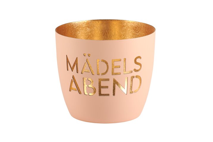 Madras Windlicht "Mädelsabend" pastell orange / gold