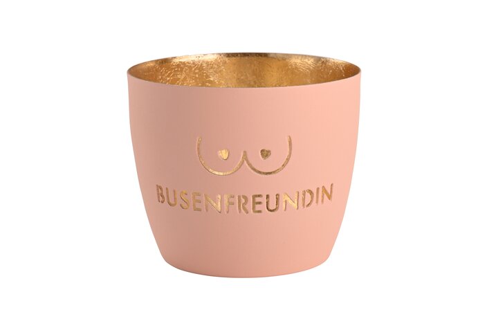 Madras Windlicht "Busenfreundin" pastellrosa / gold