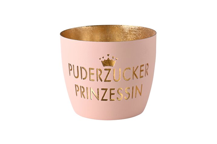 Madras Windlicht "Puderzucker Prinzessin" pastellrosa / gold