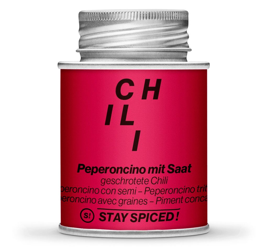 Stay Spiced! Chili / Peperoncino rot mild geschrotet mit Saat