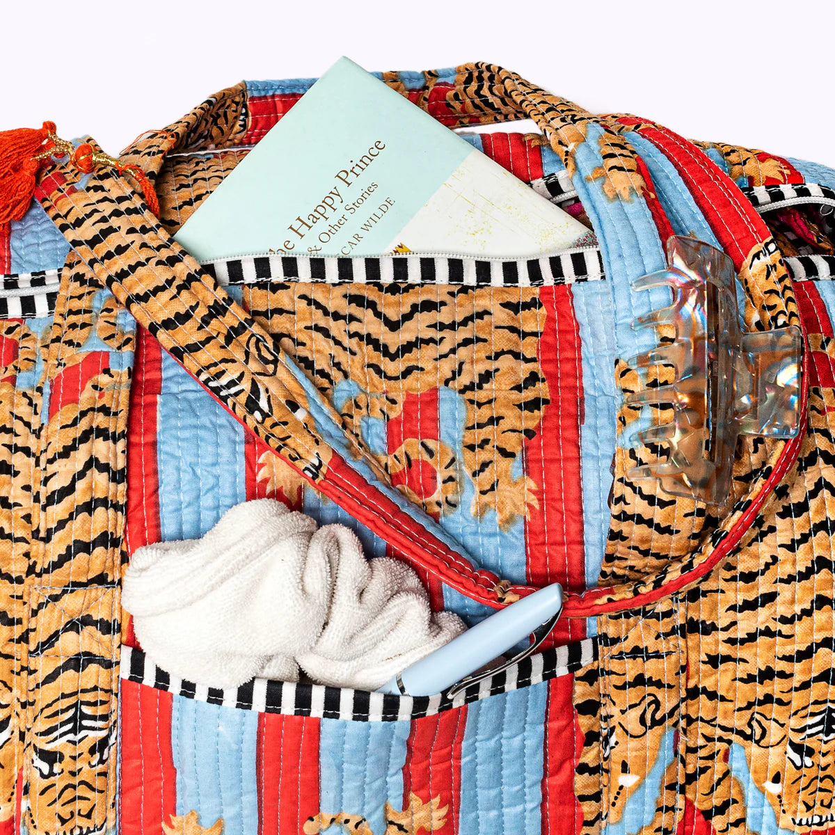 Handgemachte Baumwolltasche „Poppy Tiger Funky“