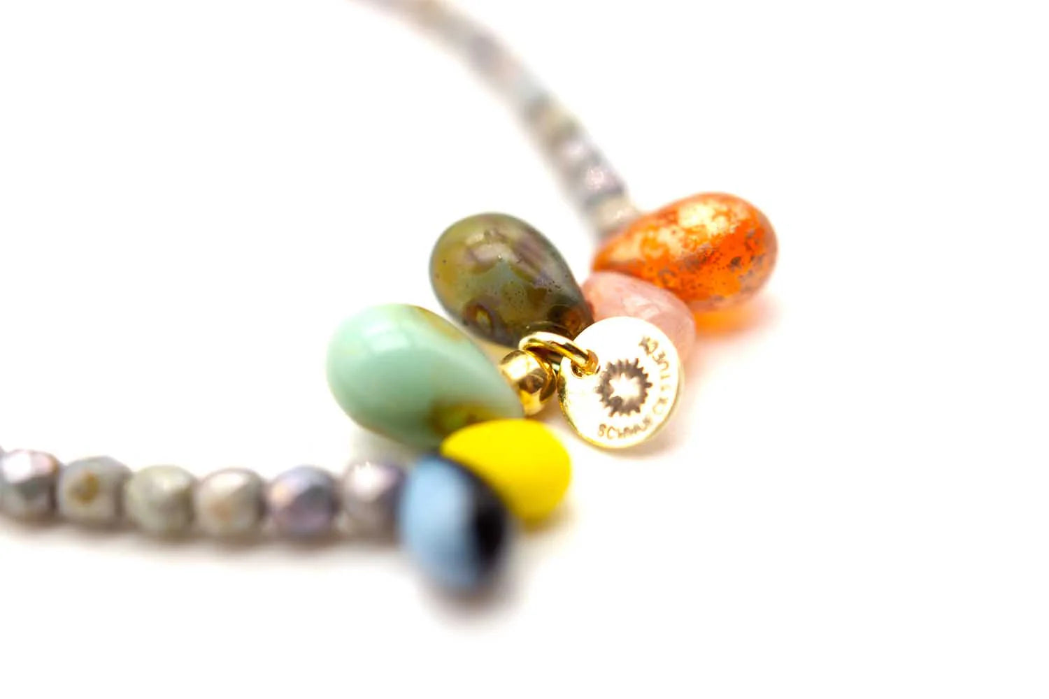 Schmückstück Armband A25 Mala Single 6 Drops Glowy Grey