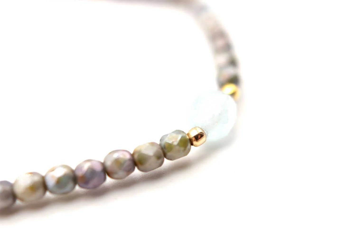 Schmückstück Armband A25 Mala Single 6 Drops Glowy Grey