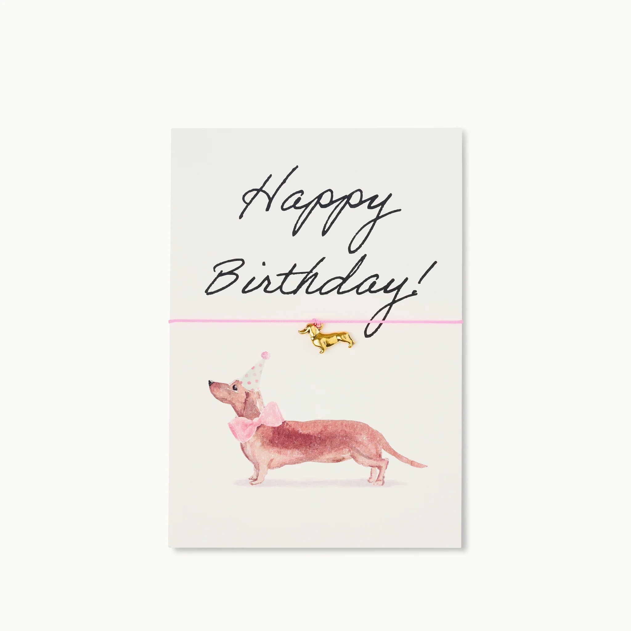 Grußkarte mit Armband - Happy Birthday Dachshund rose