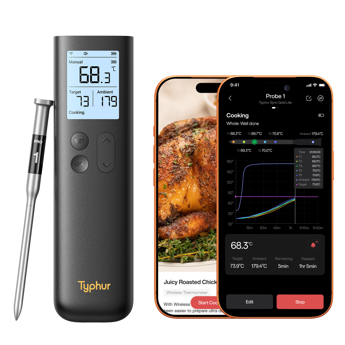 Typhur Sync Gold Lite Wireless Thermometer
