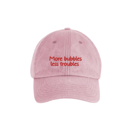 "More bubbles less troubles" Vintage Cap Pink