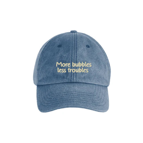 "More bubbles less troubles" Vintage Cap Navy