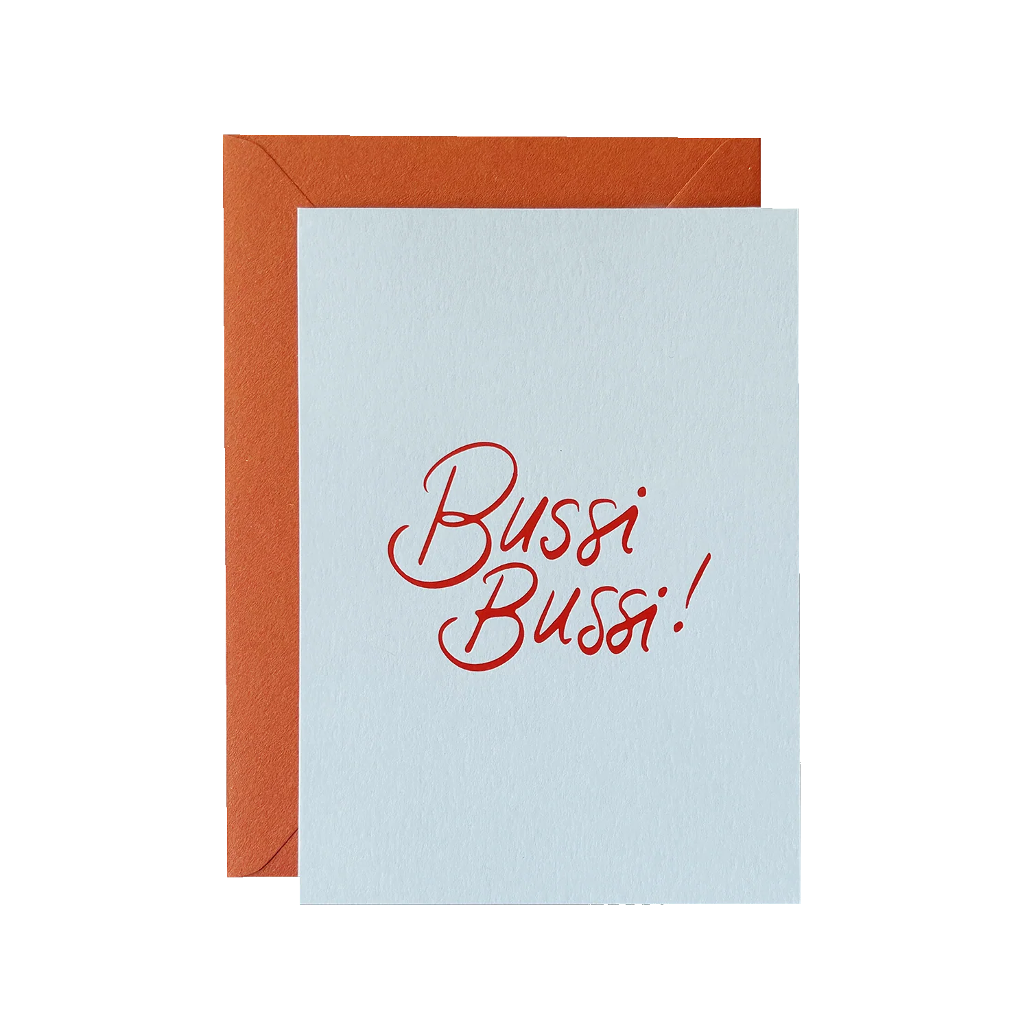 Poldi Papier Faltkarte mit Kuvert "Bussi Bussi" hellblau A6