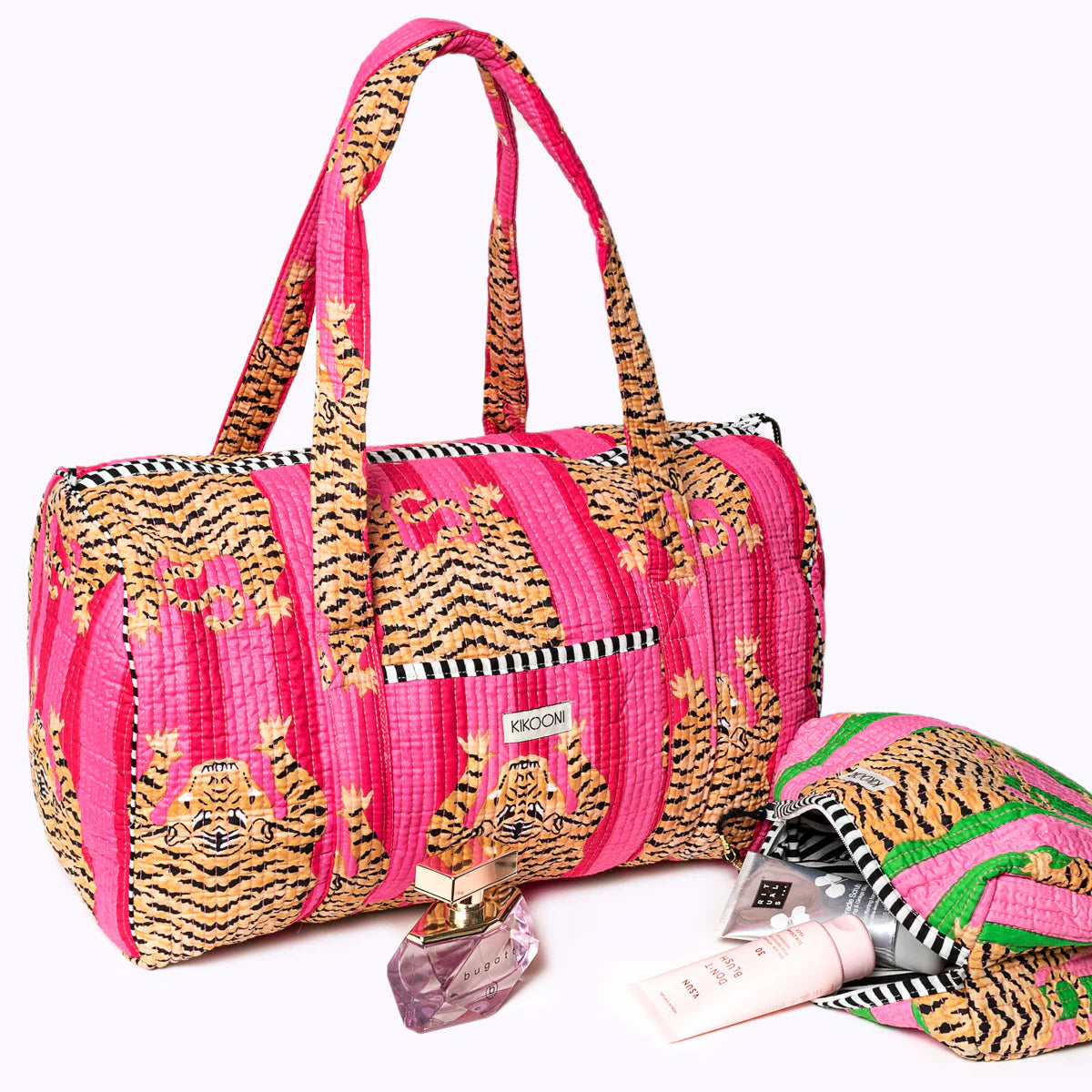 Handgemachte Baumwolltasche „Poppy Tiger Pink“