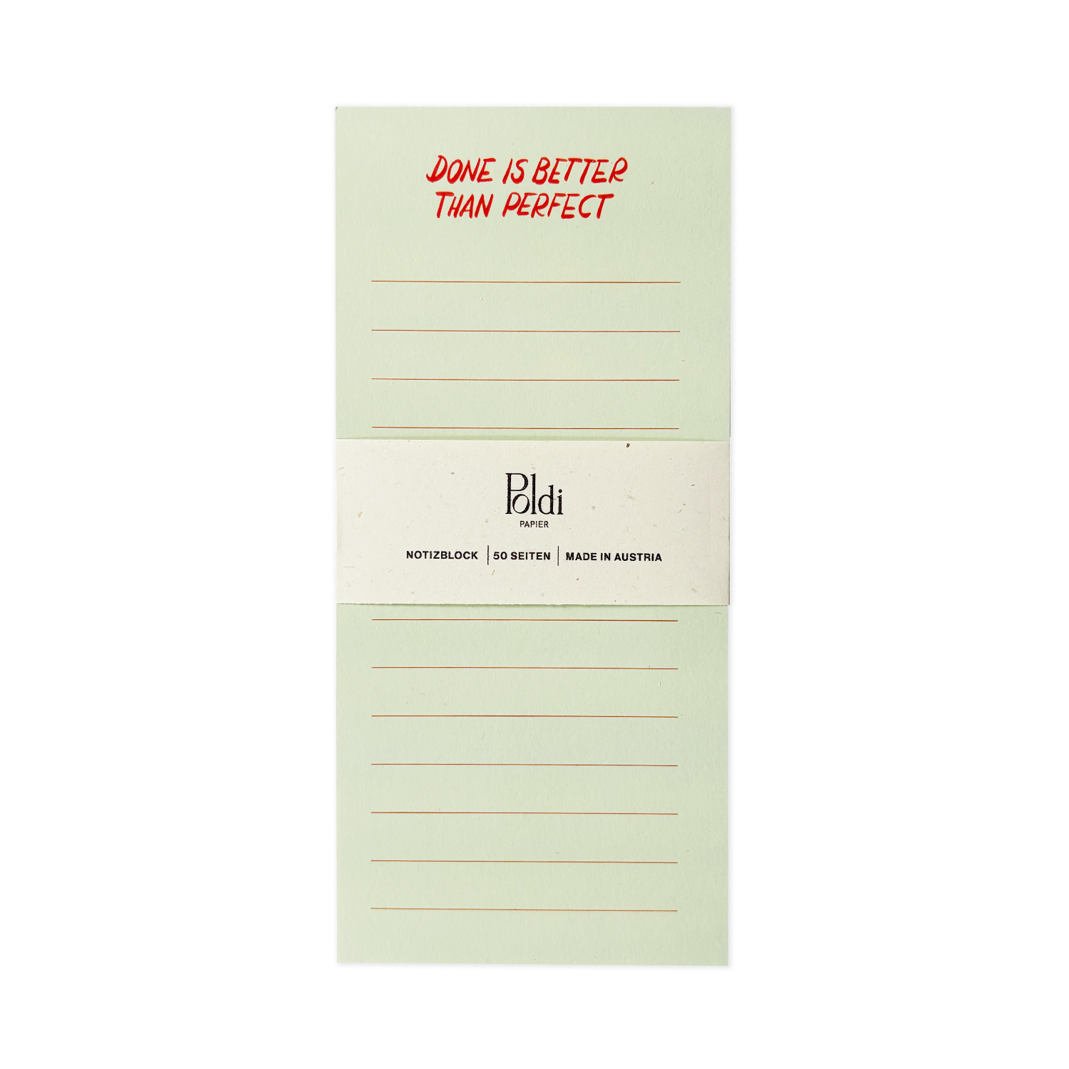 Poldi Papier Notizblock "Done is better than perfect"