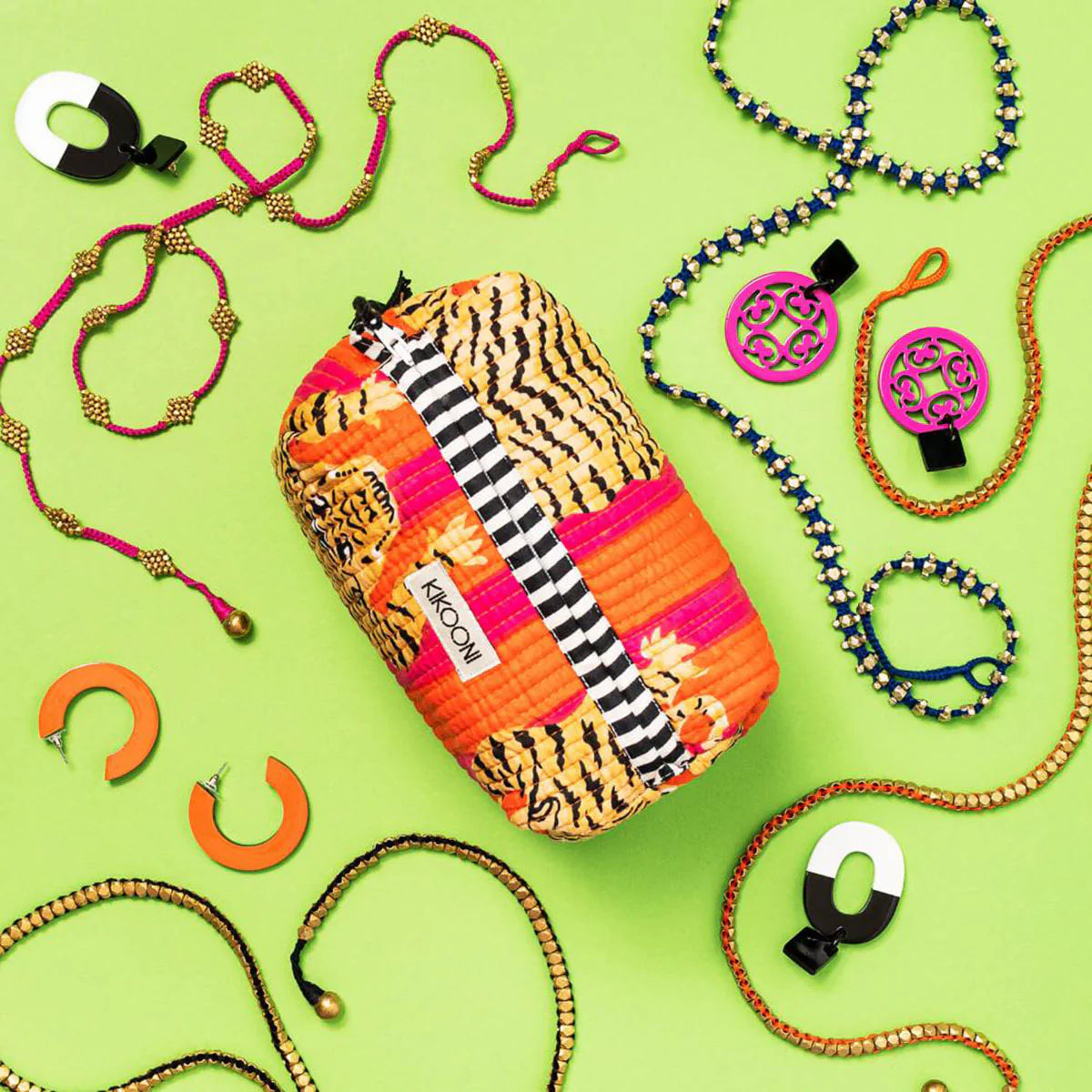 Kikooni handgemachte kleine Kosmetiktasche „Poppy Tiger"