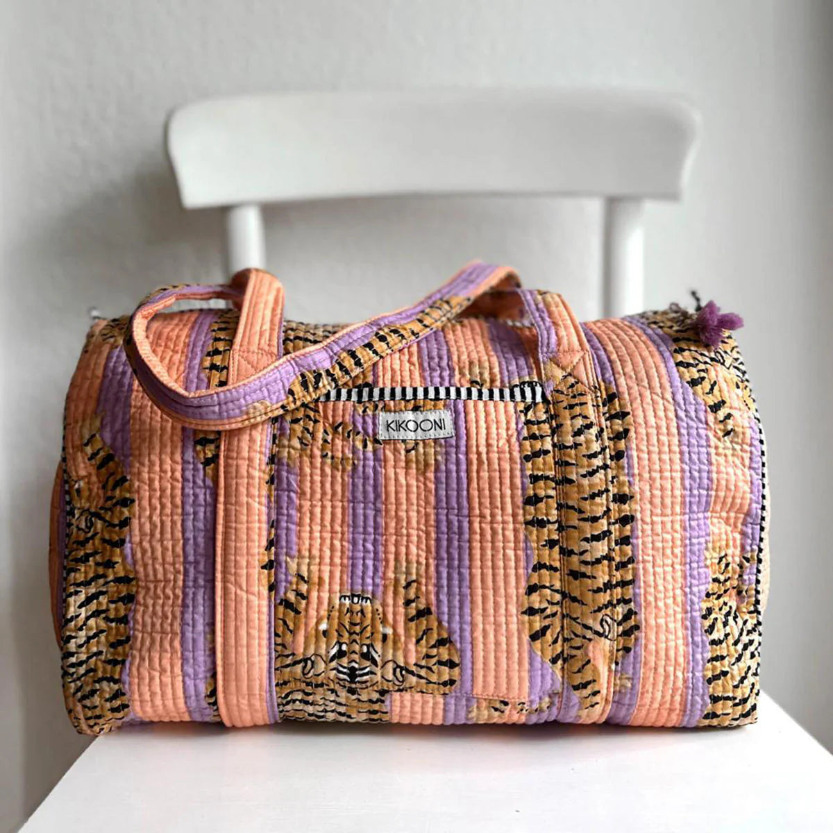 Handgemachte Baumwolltasche „Poppy Tiger Peach Fusion"