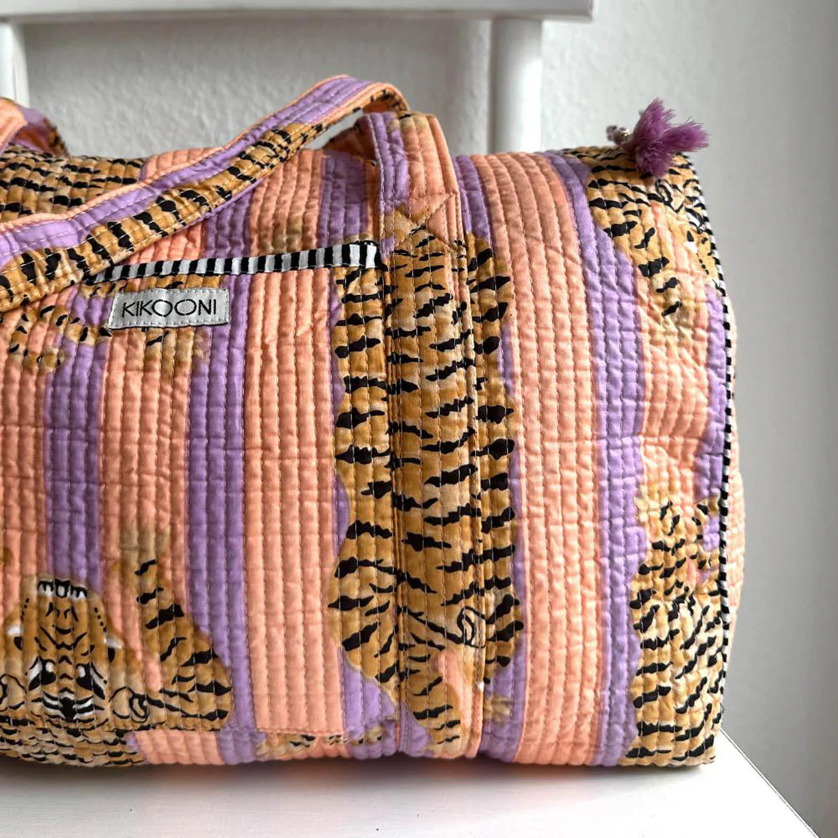 Handgemachte Baumwolltasche „Poppy Tiger Peach Fusion"
