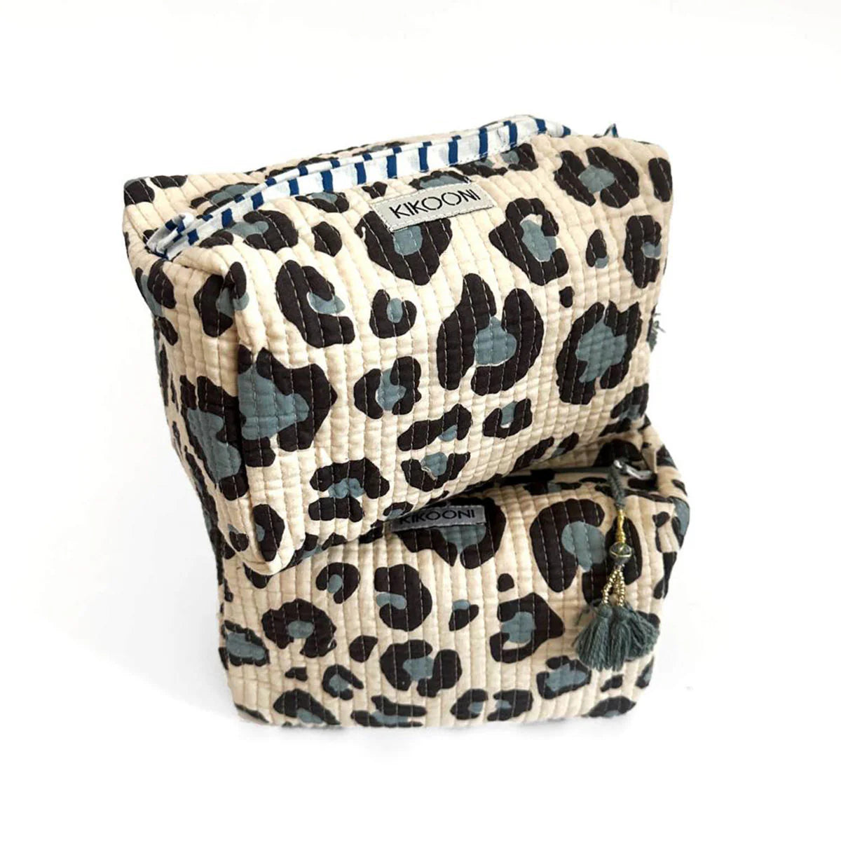 Handgemachte kleine Kosmetiktasche „Blue Leo"