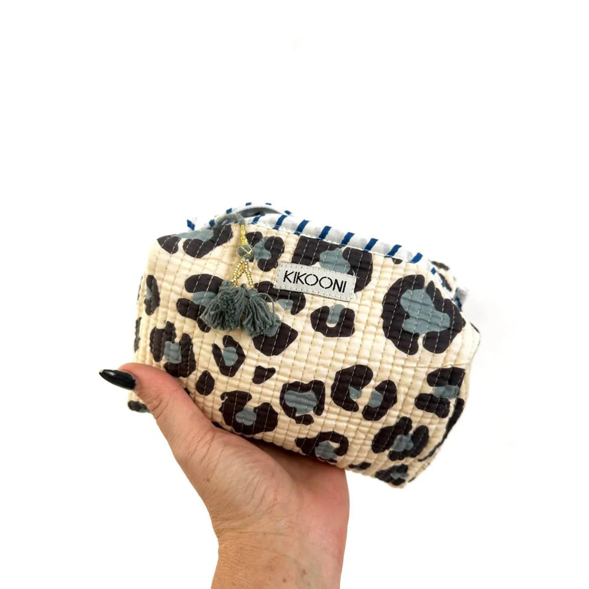 Handgemachte kleine Kosmetiktasche „Blue Leo"