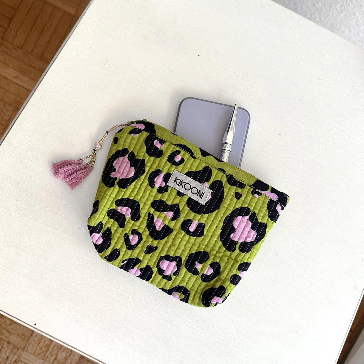 Handgemachte Mini-Tasche „Oh Leo Cosmic Green"