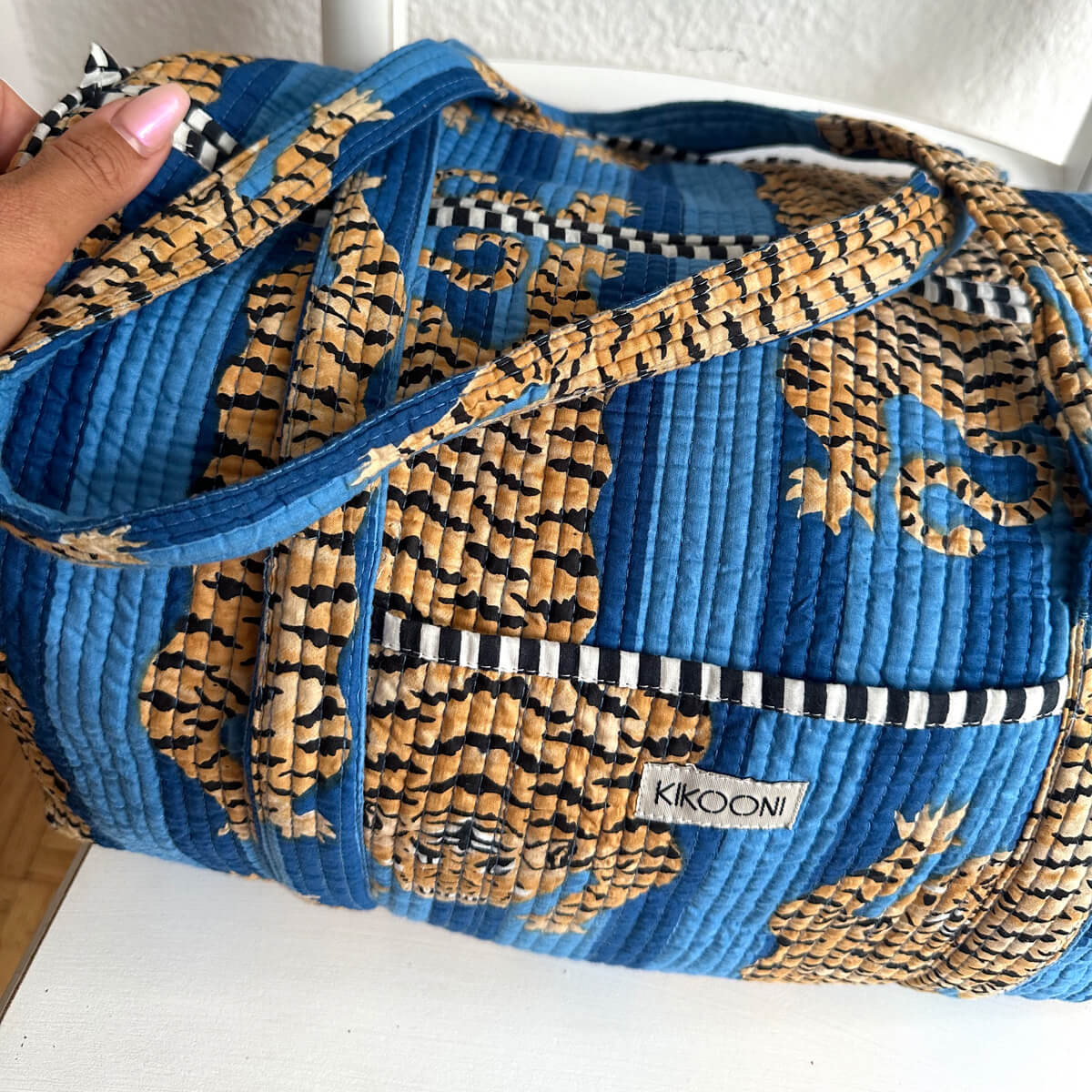 Handgemachte Baumwolltasche „Poppy Tiger Ocean"