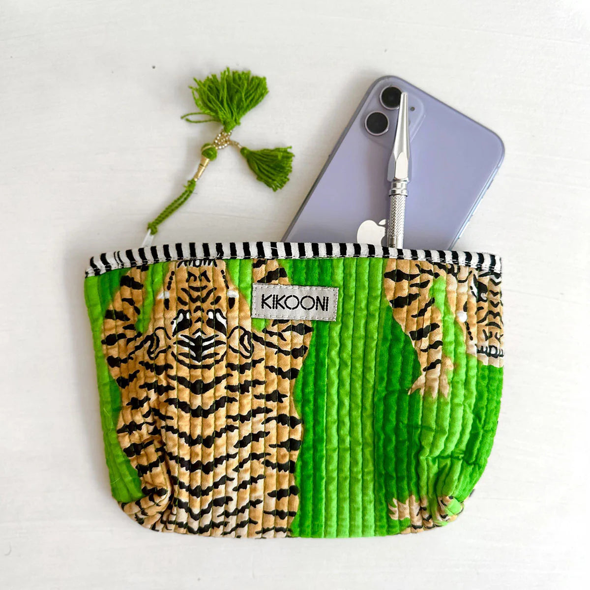 Handgemachte Mini-Tasche „Poppy Tiger Green"