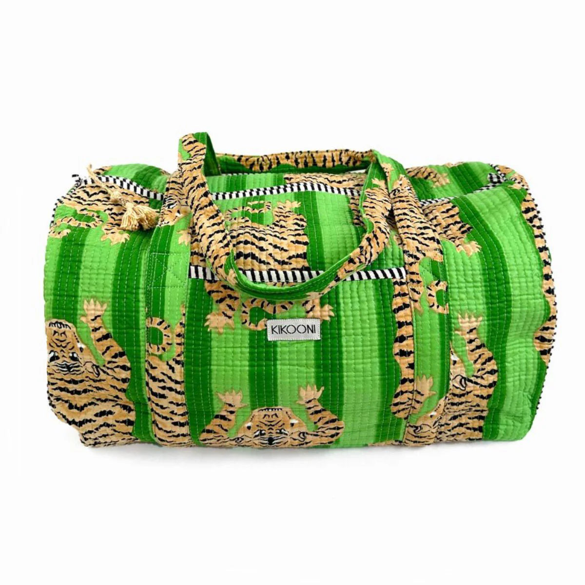 Handgemachte Baumwolltasche „Poppy Tiger Green"