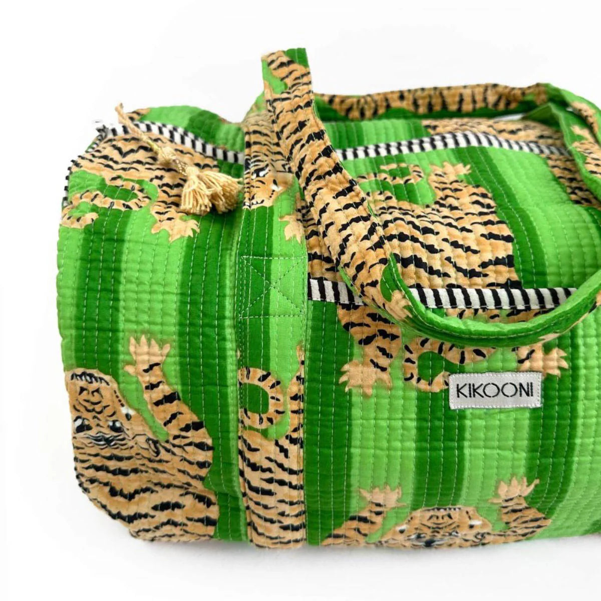 Handgemachte Baumwolltasche „Poppy Tiger Green"