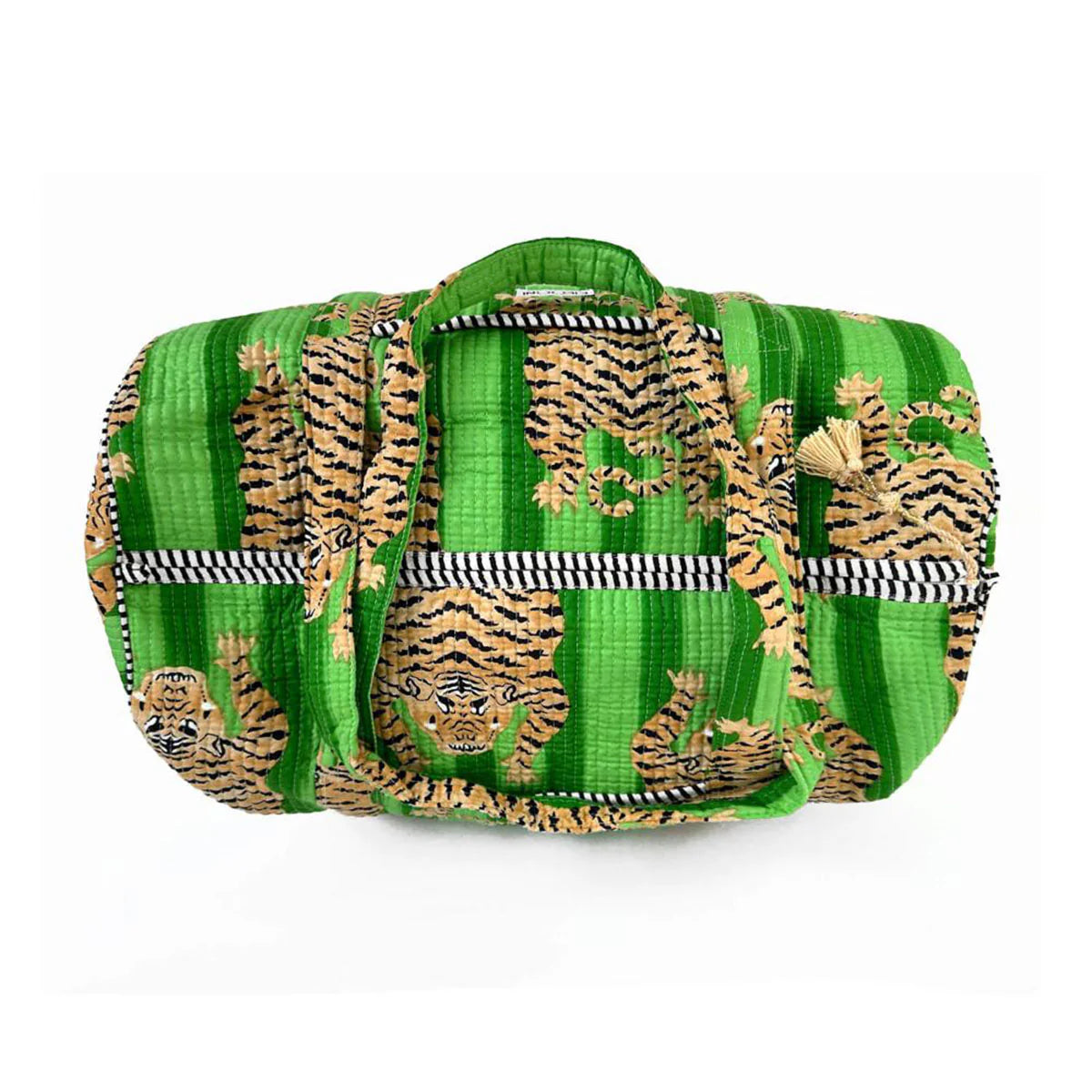 Handgemachte Baumwolltasche „Poppy Tiger Green"