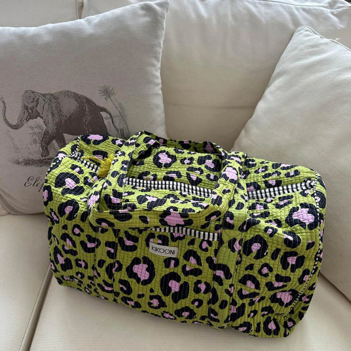 Handgemachte Baumwolltasche „Oh Leo - Cosmic Green"