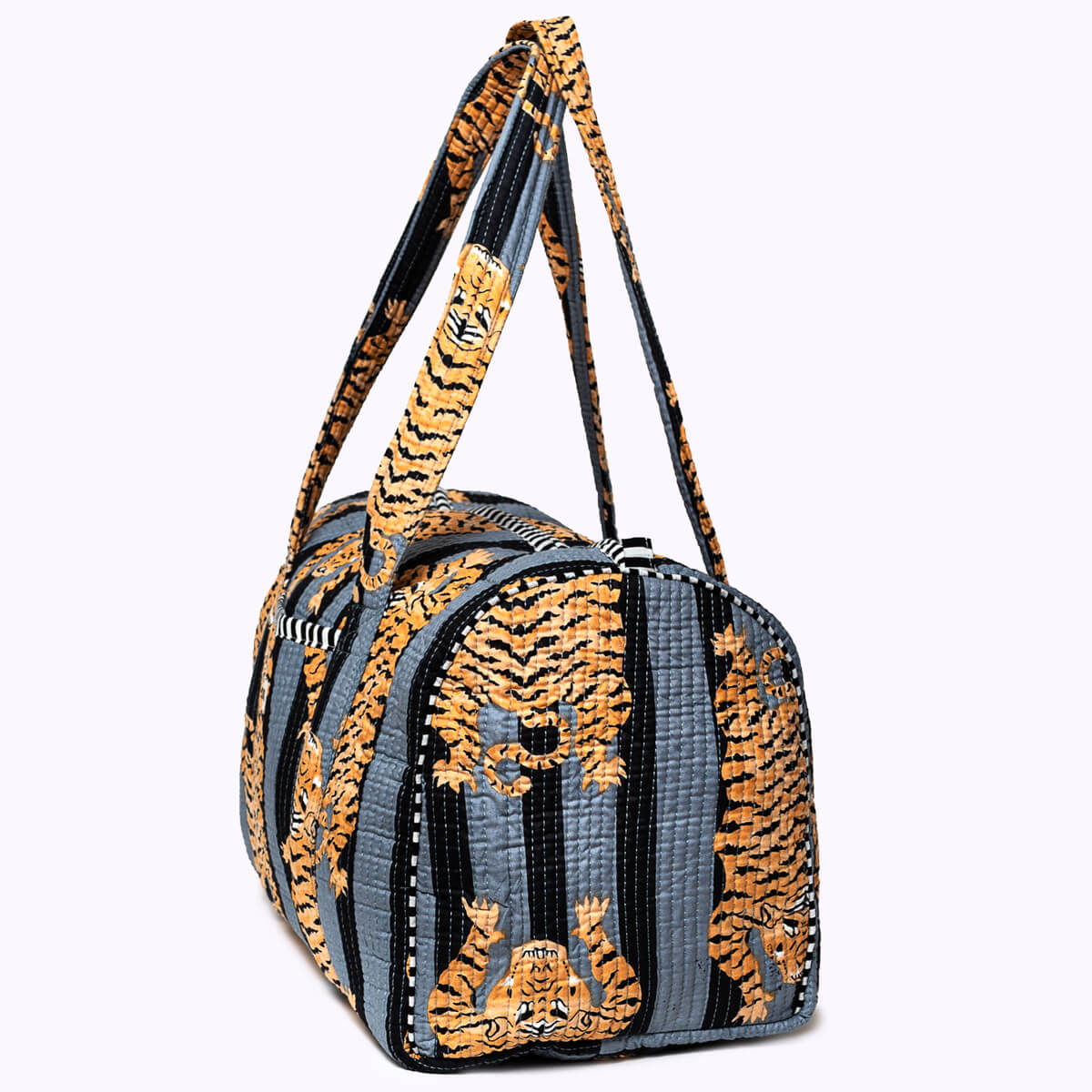 Kikooni handgemachte Baumwolltasche „Poppy Tiger Black"