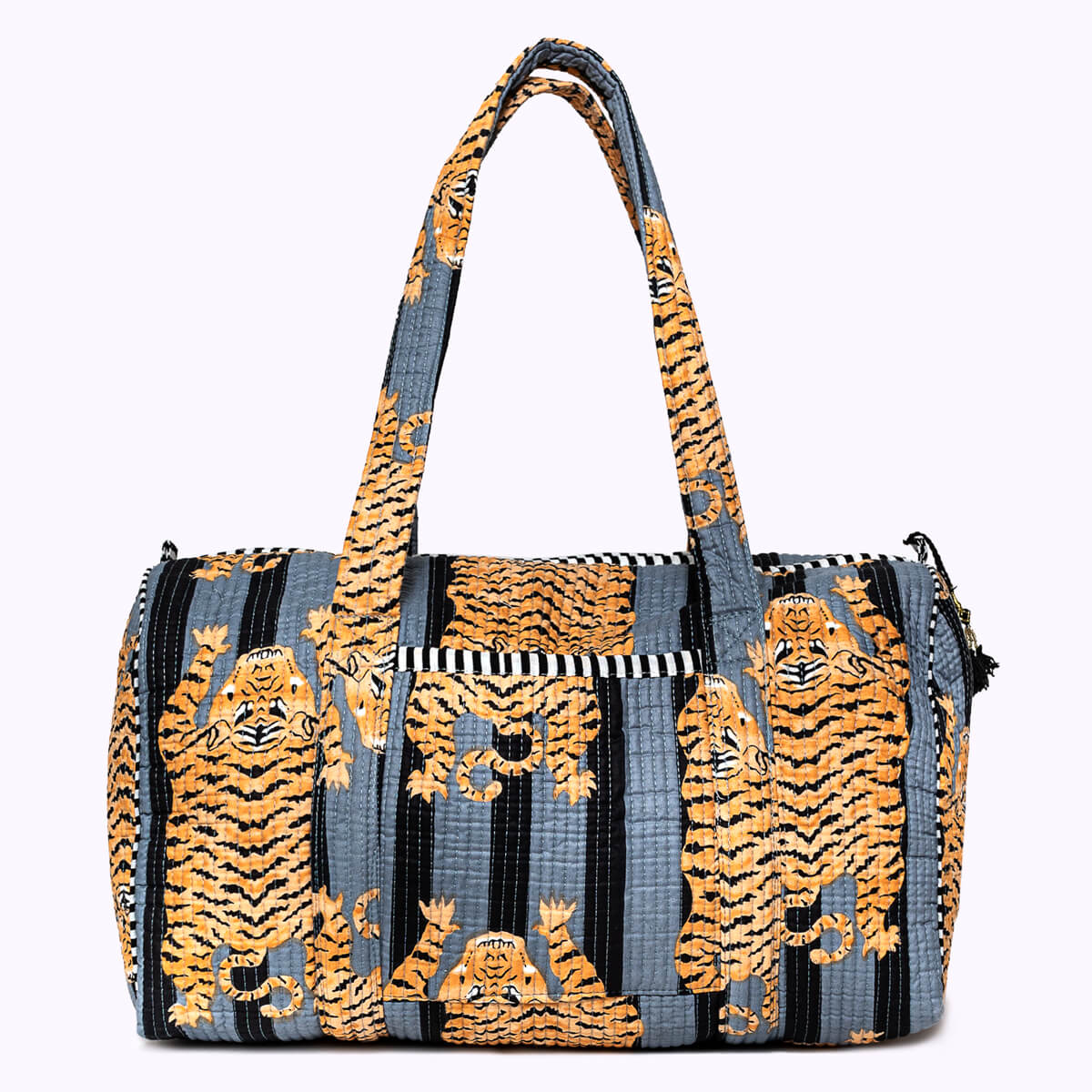 Kikooni handgemachte Baumwolltasche „Poppy Tiger Black"