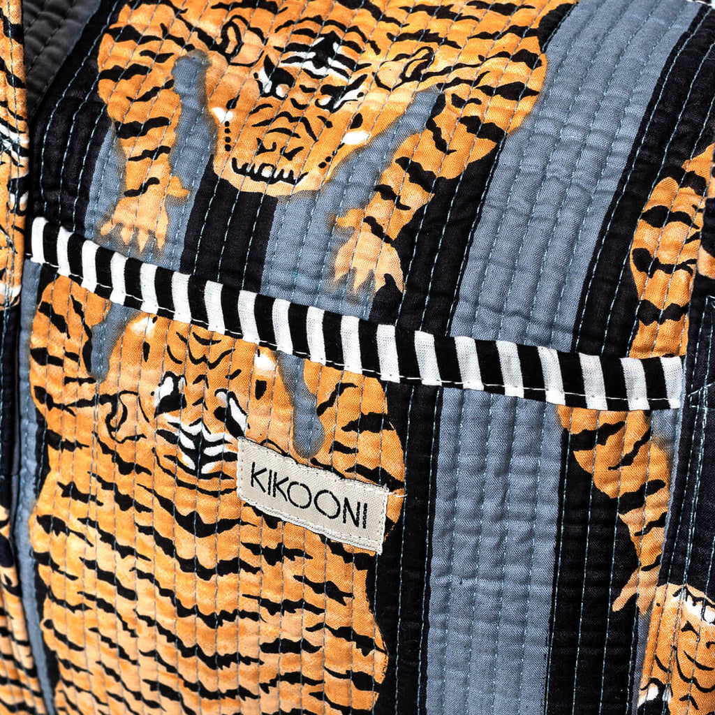 Kikooni handgemachte Baumwolltasche „Poppy Tiger Black"