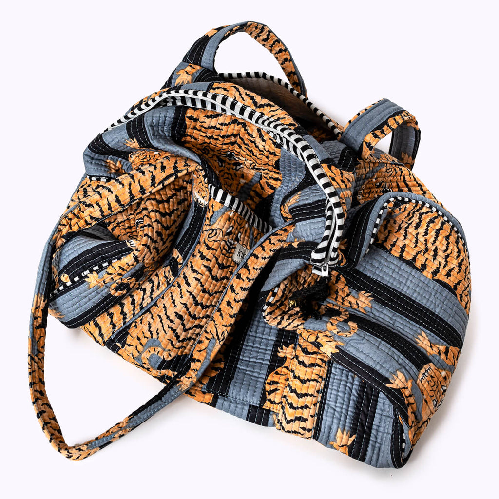Kikooni handgemachte Baumwolltasche „Poppy Tiger Black"