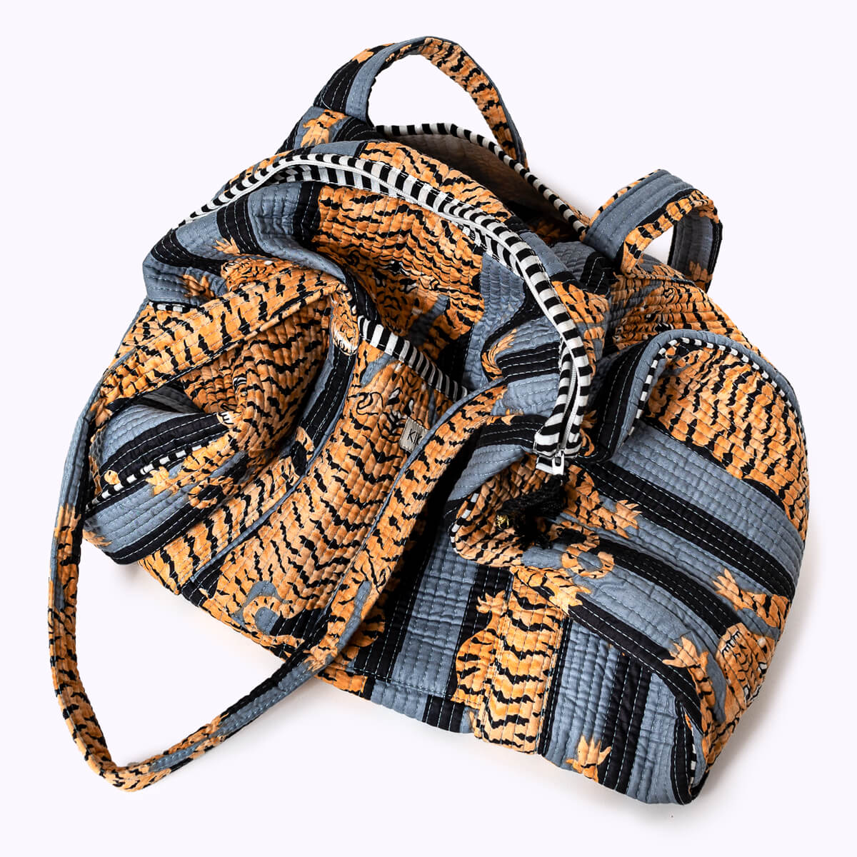 Kikooni handgemachte Baumwolltasche „Poppy Tiger Black"