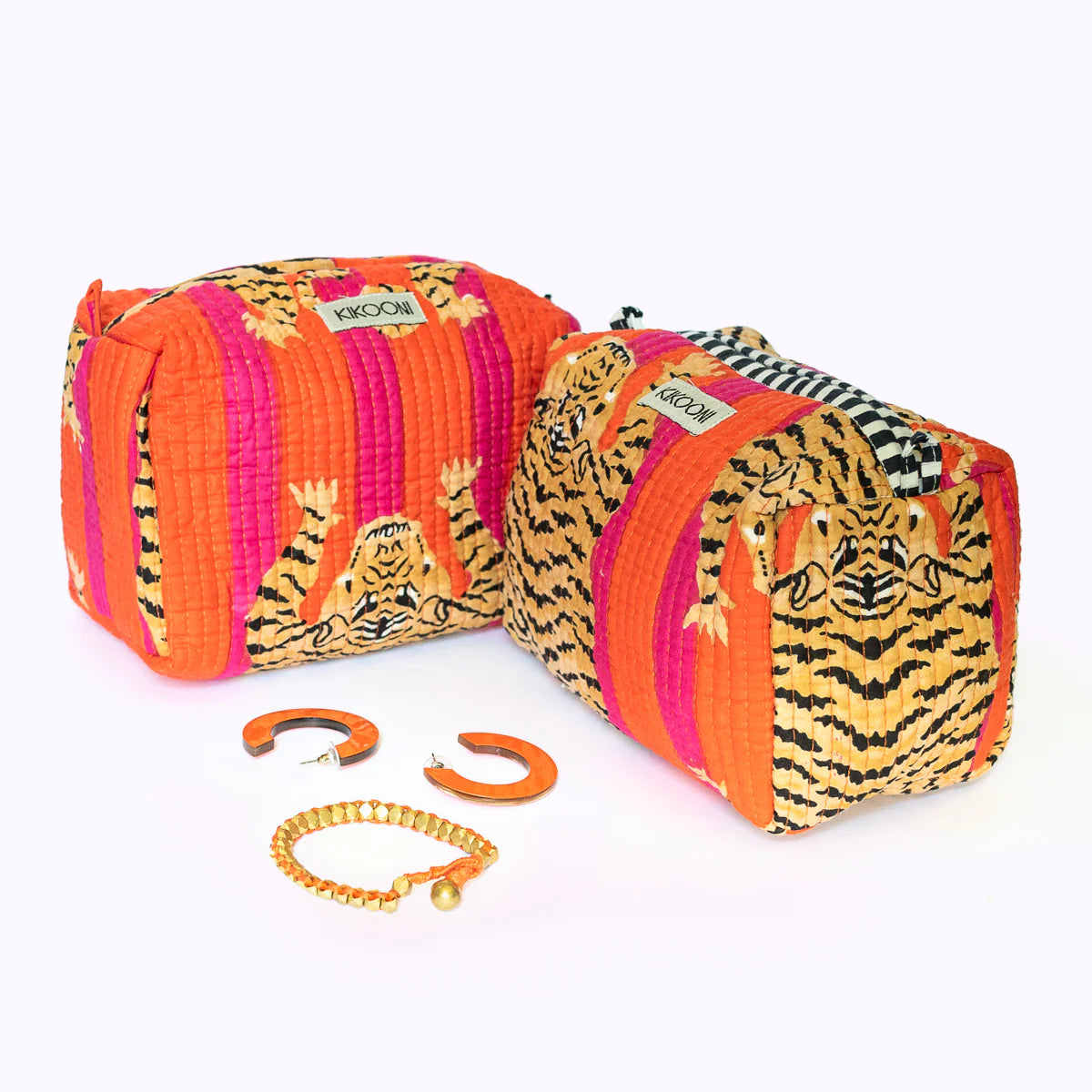 Kikooni handgemachte kleine Kosmetiktasche „Poppy Tiger"