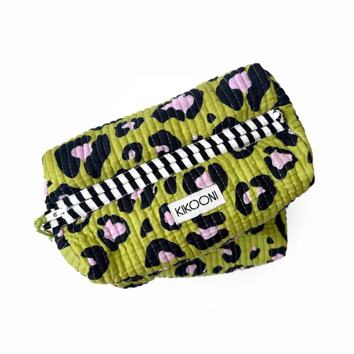 Handgemachte kleine Kosmetiktasche „Oh Leo Cosmic Green"