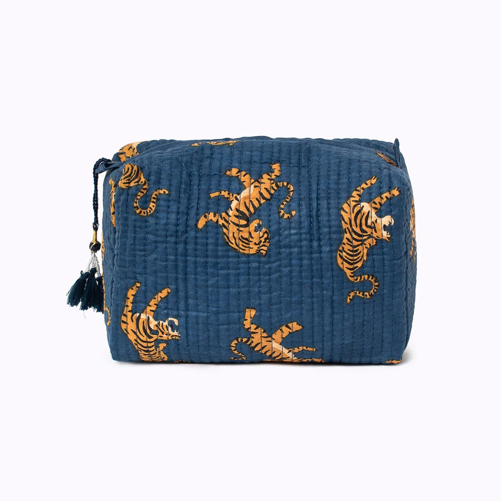 Kikooni handgemachte kleine Kosmetiktasche „Roy Darkblue"
