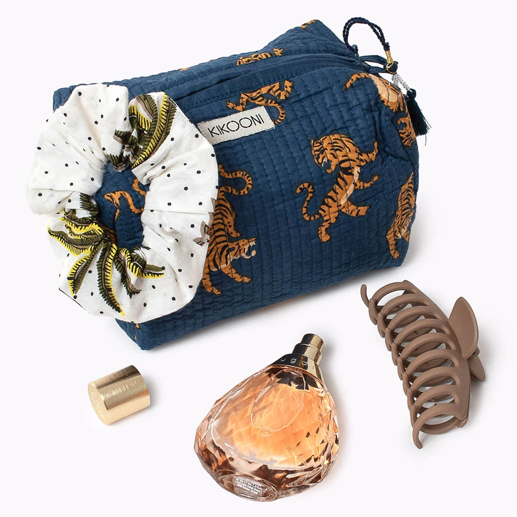Kikooni handgemachte kleine Kosmetiktasche „Roy Darkblue"