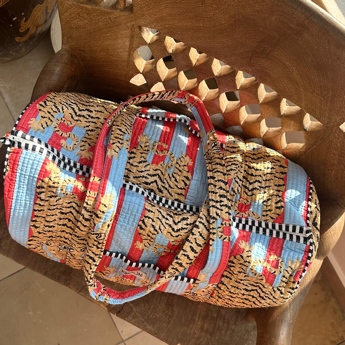 Handgemachte Baumwolltasche „Poppy Tiger Funky“