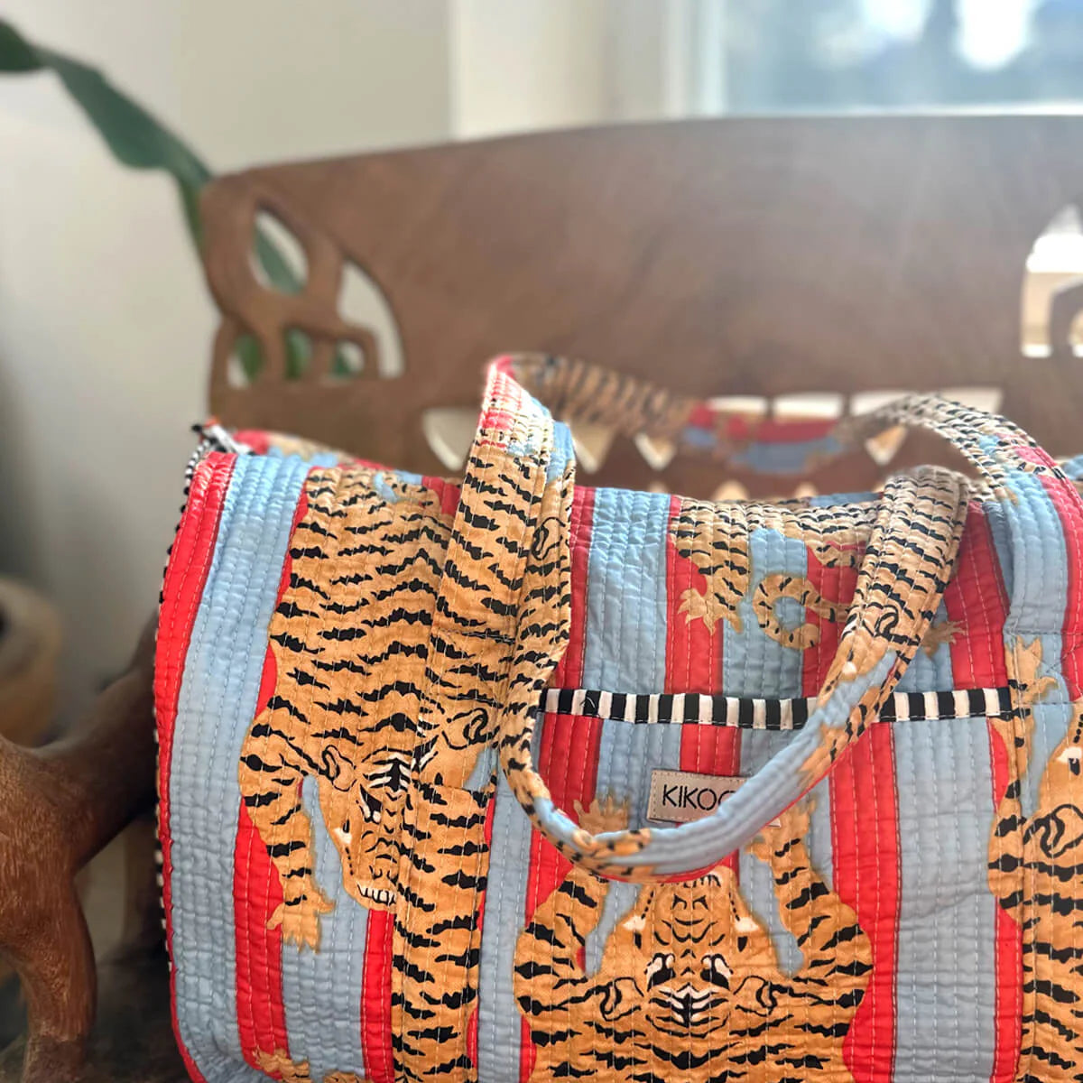 Handgemachte Baumwolltasche „Poppy Tiger Funky“