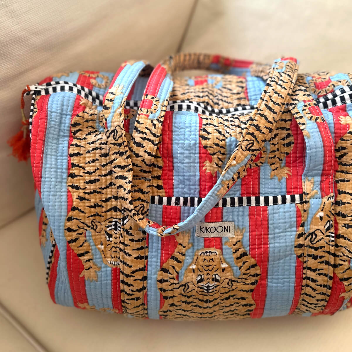 Handgemachte Baumwolltasche „Poppy Tiger Funky“