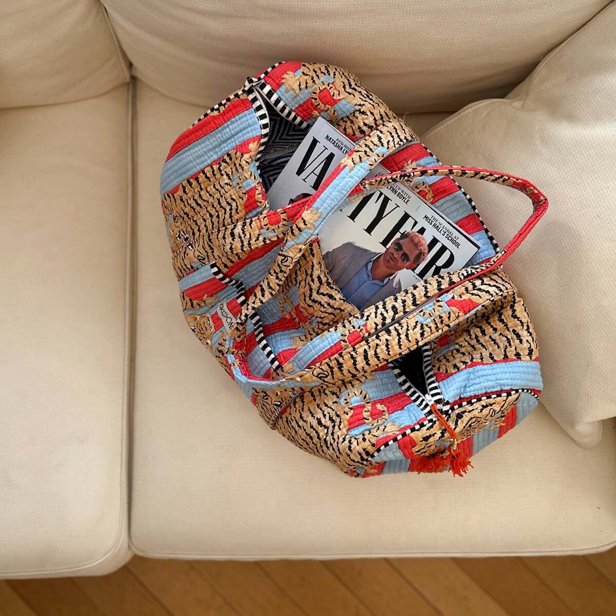 Handgemachte Baumwolltasche „Poppy Tiger Funky“