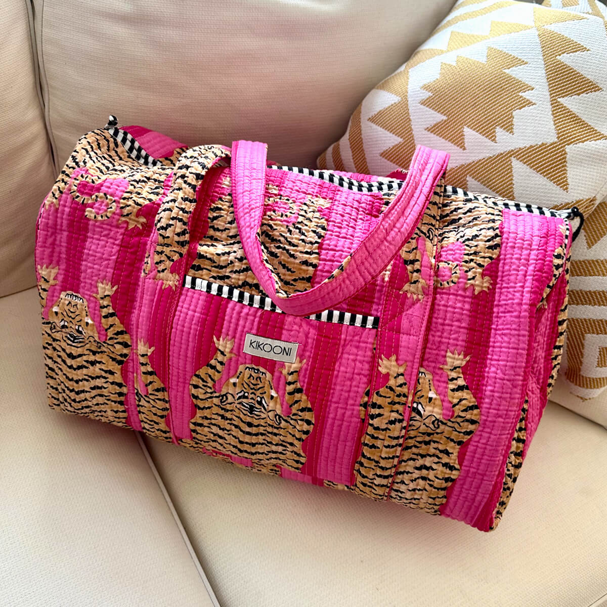 Handgemachte Baumwolltasche „Poppy Tiger Pink“