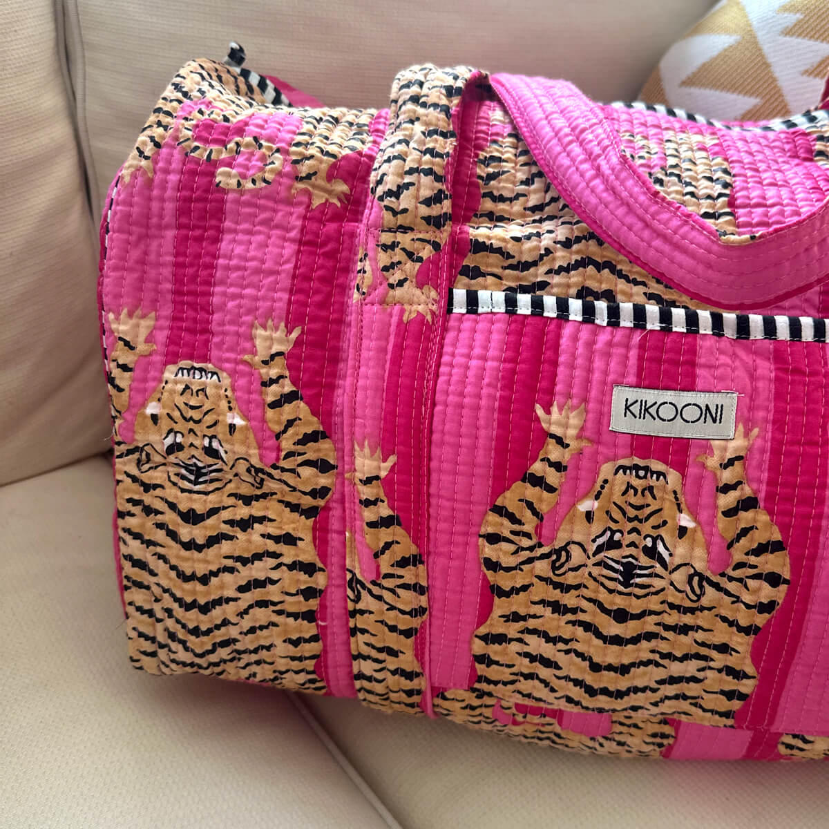 Handgemachte Baumwolltasche „Poppy Tiger Pink“