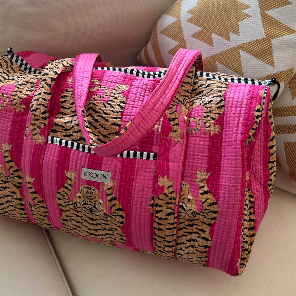 Handgemachte Baumwolltasche „Poppy Tiger Pink“