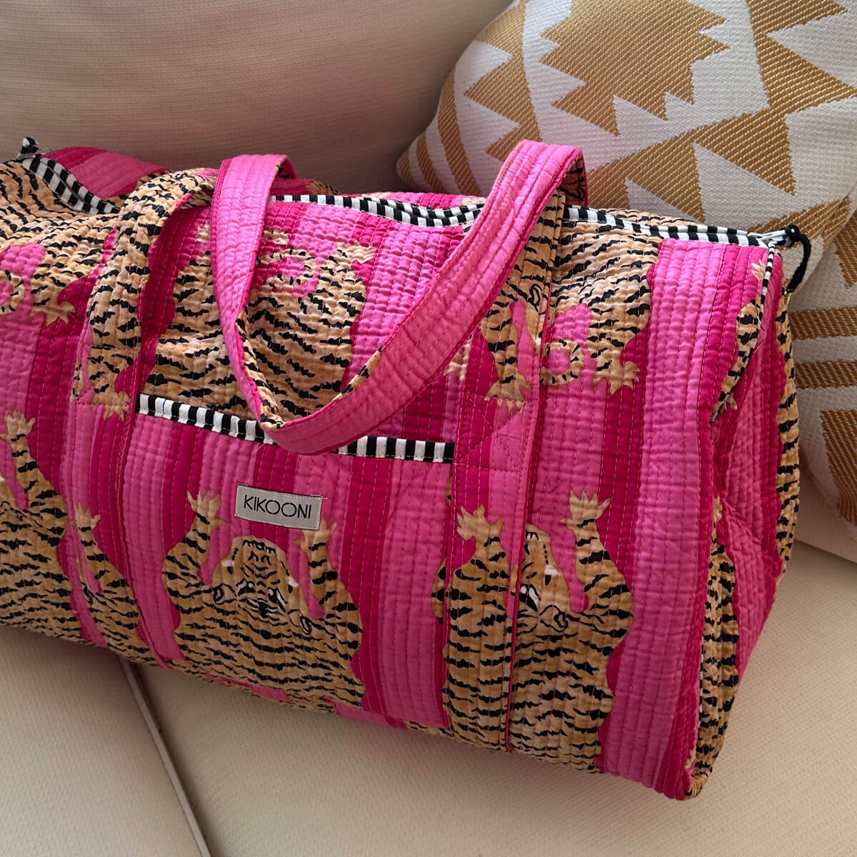 Handgemachte Baumwolltasche „Poppy Tiger Pink“