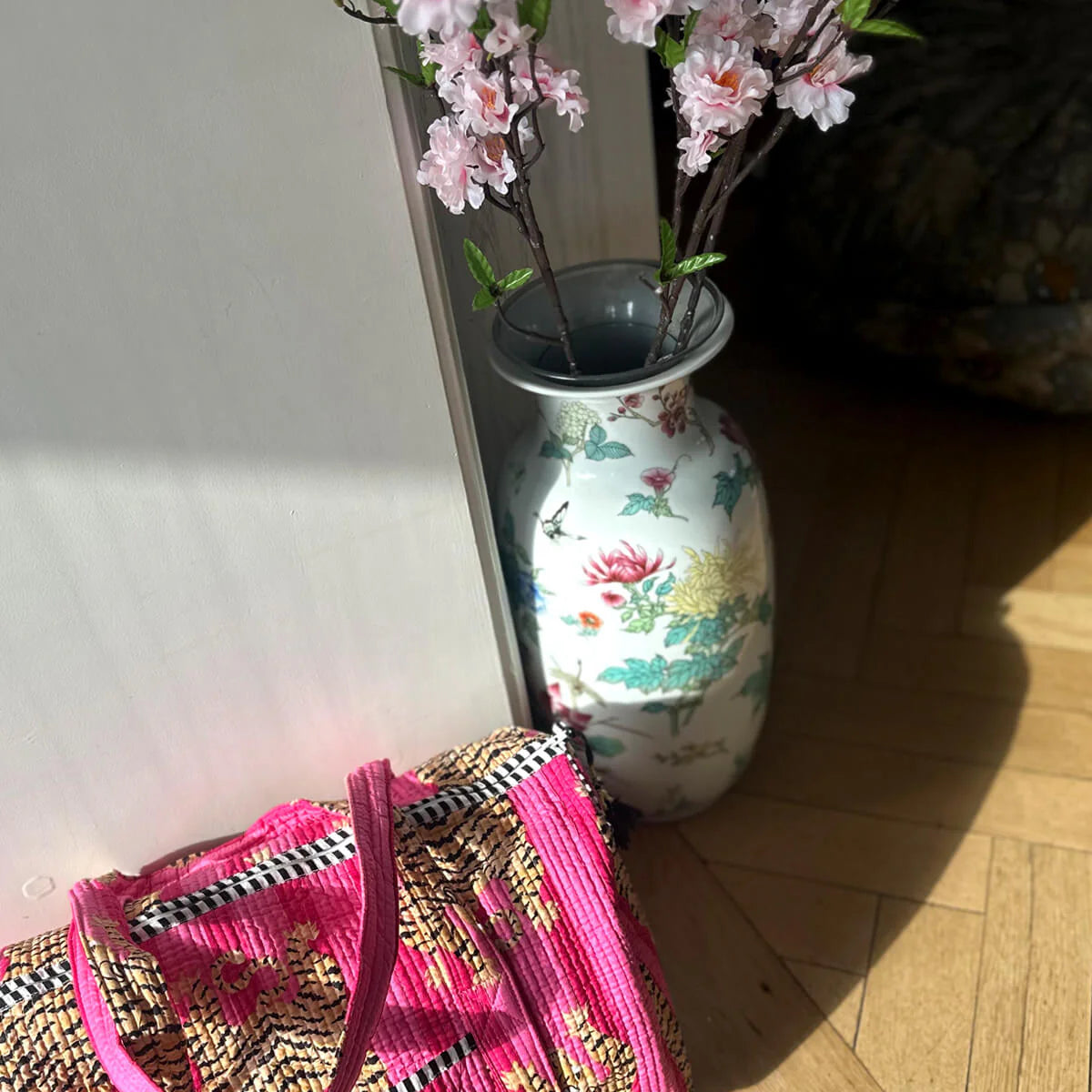 Handgemachte Baumwolltasche „Poppy Tiger Pink“